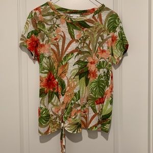 J. Jill Love Linen Botantical Shirt with Tie Size SP